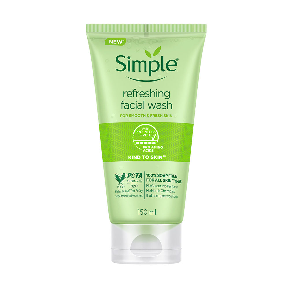 Simple Kind to Skin Refreshing Facewash Mild Face Wash for Sensitive Skin (150ml)
