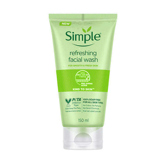 Simple Kind to Skin Refreshing Facewash Mild Face Wash for Sensitive Skin (150ml)
