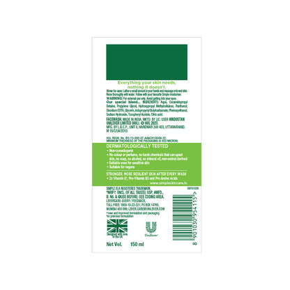 Simple Kind to Skin Refreshing Facewash Mild Face Wash for Sensitive Skin (150ml)