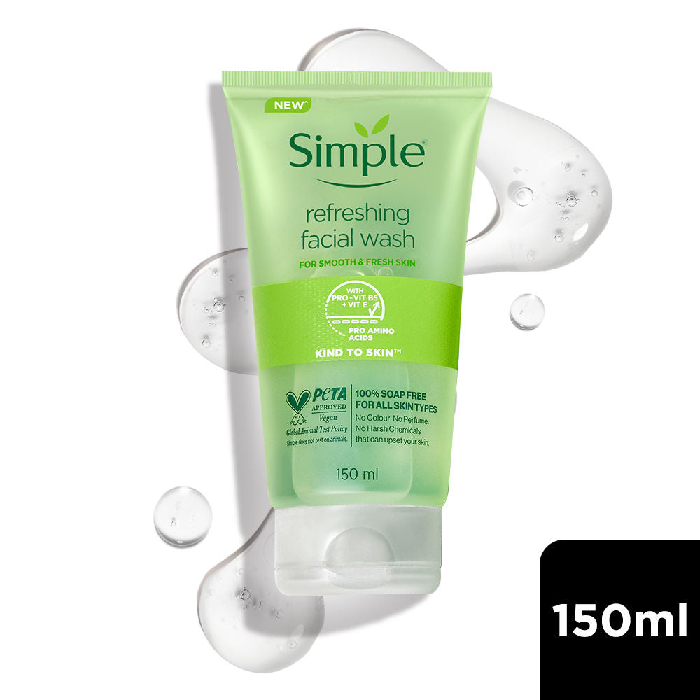 Simple Kind to Skin Refreshing Facewash Mild Face Wash for Sensitive Skin (150ml)
