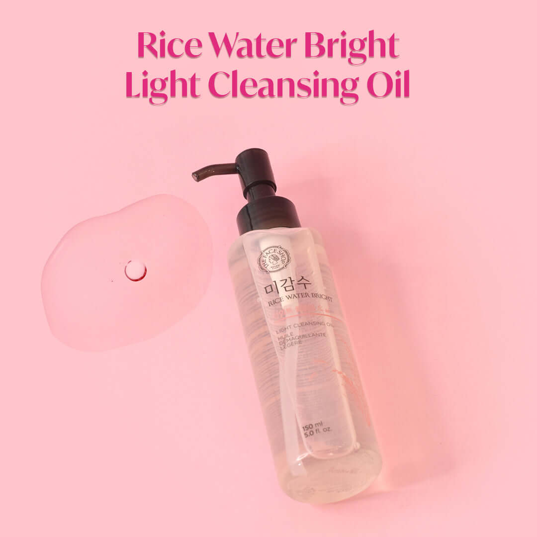 The Face Shop Rice Water Bright Light Cleansing Oil - Korean Makeup Remover for heavy makeup (150ml)