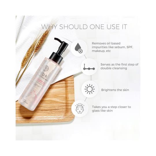 The Face Shop Rice Water Bright Light Cleansing Oil - Korean Makeup Remover for heavy makeup (150ml)